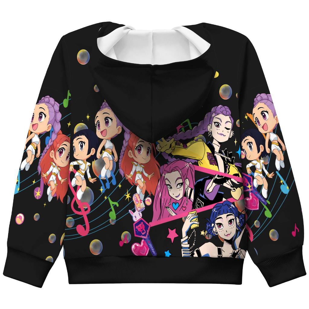 Girls Hoodie 3D Cartoon Jacket Sweatshirt Music Zip Hooded Long Sleeve Tops