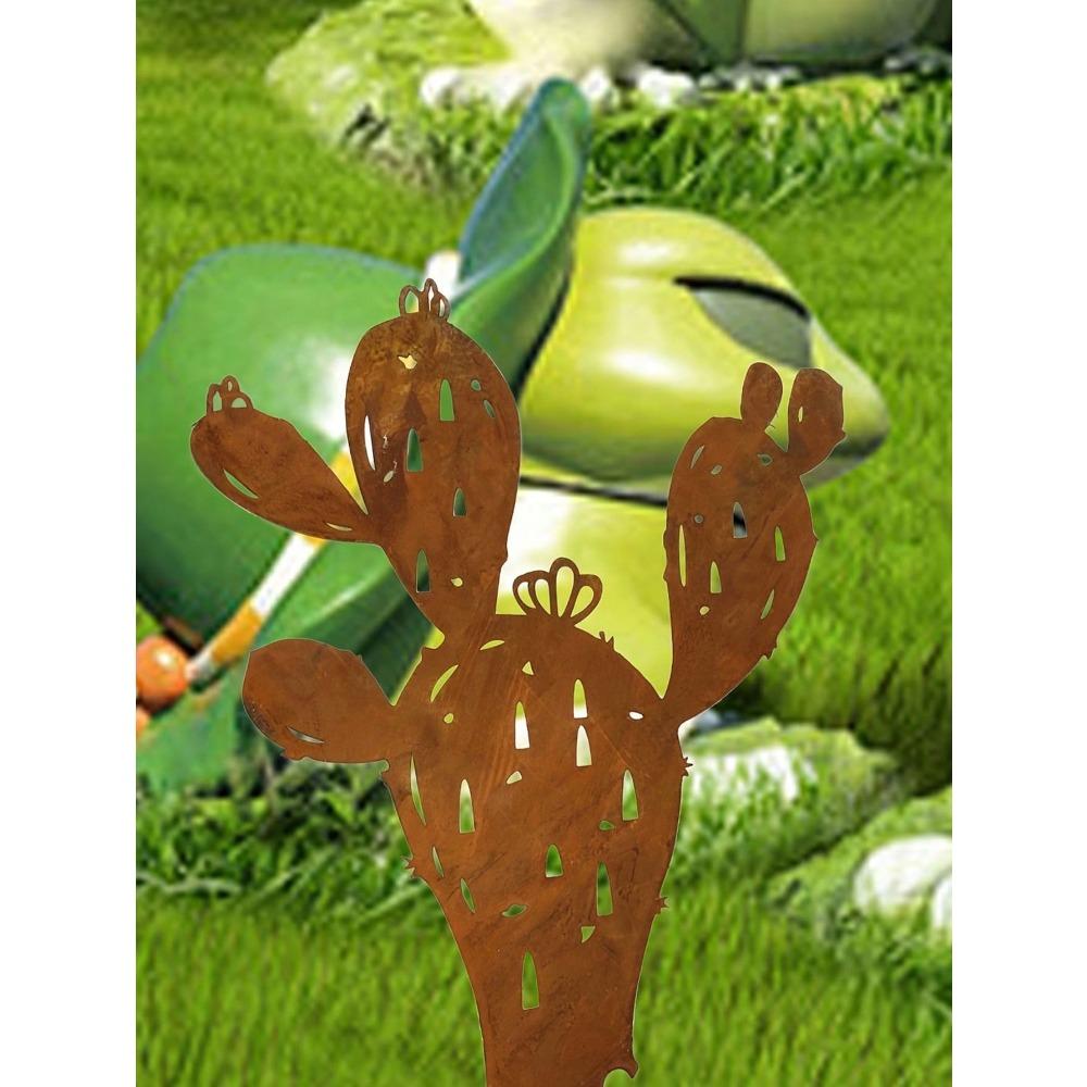 Vintage Farmhouse Iron Cactus Garden Fence Plant Theme Metal Art Decor for Easter Holiday