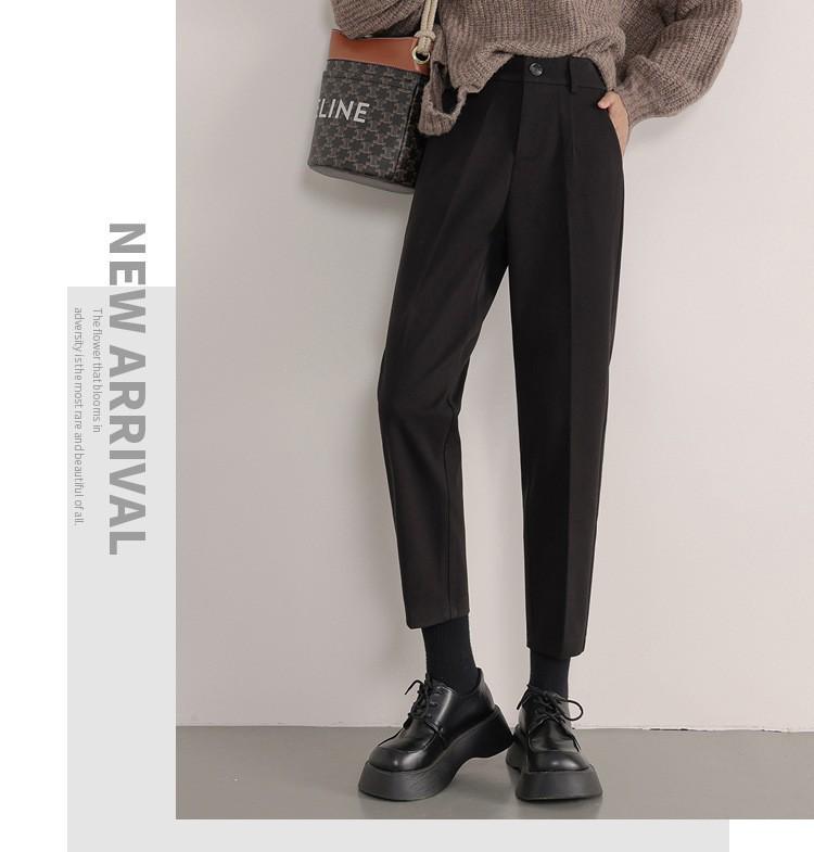 

Женские осенне-зимние шерстяные брюки-морковки - Маленький черный гаремный сигаретный стиль 2025 4XL, 160-180 jin