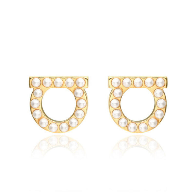 

Ferragamo Gancini Crystal Pearl Earrings 760125 696581 760125 696581