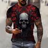 Summer Round Neck 3D Horror Skull Print Top Fashionable Casual Short Sleeved Men's T-shirts