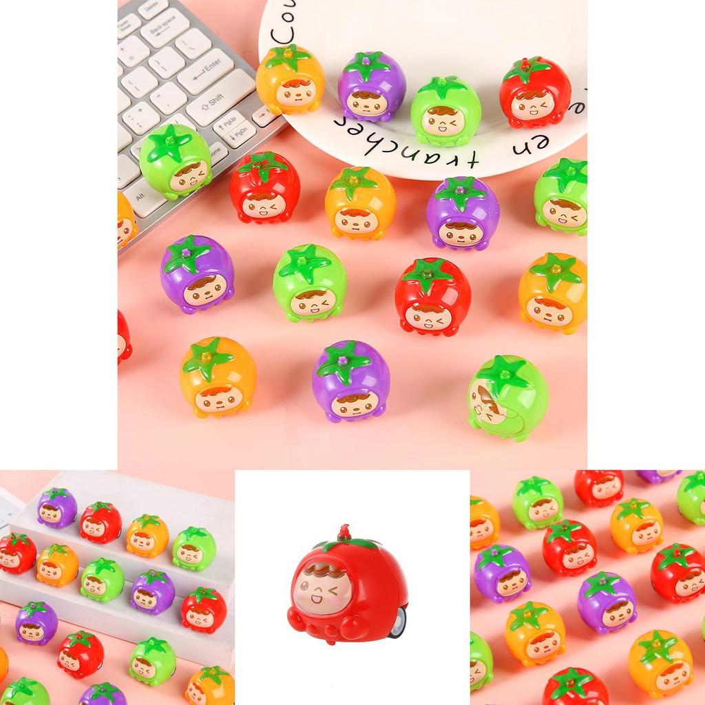 Creative Cartoon Tomato Design Mini Inertia Children Toy Car For Kids Play And Development