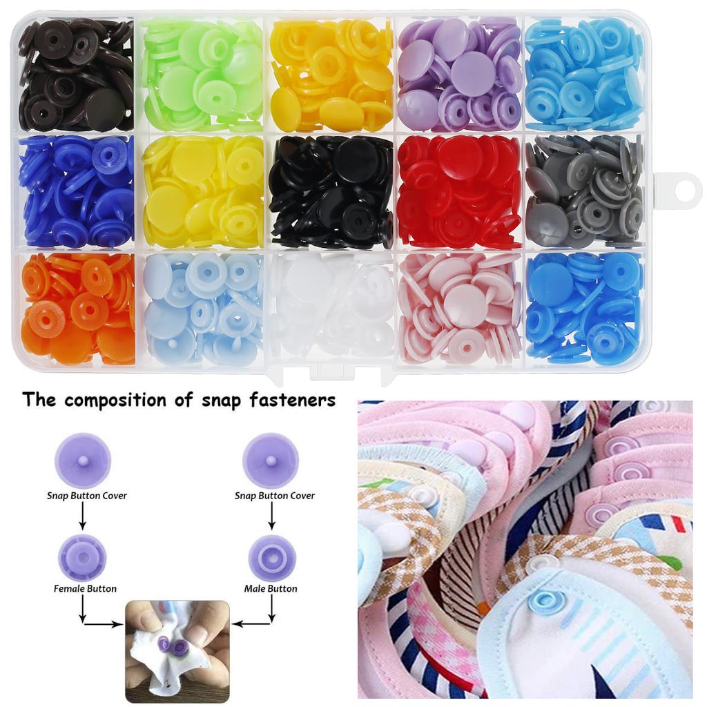 Snap Button Kit Plastic Snap Set T5 Clothing Snap Fastener Tool Multicolor Resin Press Stud Cloth Tool Kit for Clothing Crafting