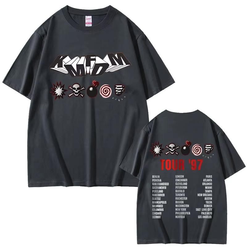 Rock Band Kmfdm Tour 97 Graphic T Shirts Unisex Women Vintage Gothic Punk Tshirt Unsiex Pure Cotton Casual Oversized Short Sleeve