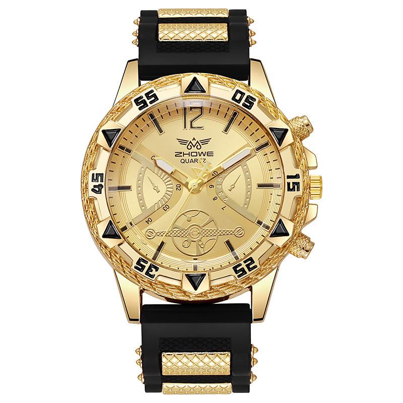 

Modern Mens Quartz Watch With Large Dial Non Mechanical Business Style For Casual Wear Gold Black