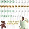 Cake Decoration 50pcs Colorful Happy Birthday Cake Topper Pearl Ball Birthday Party Wedding Supplies Event Tools Accessories