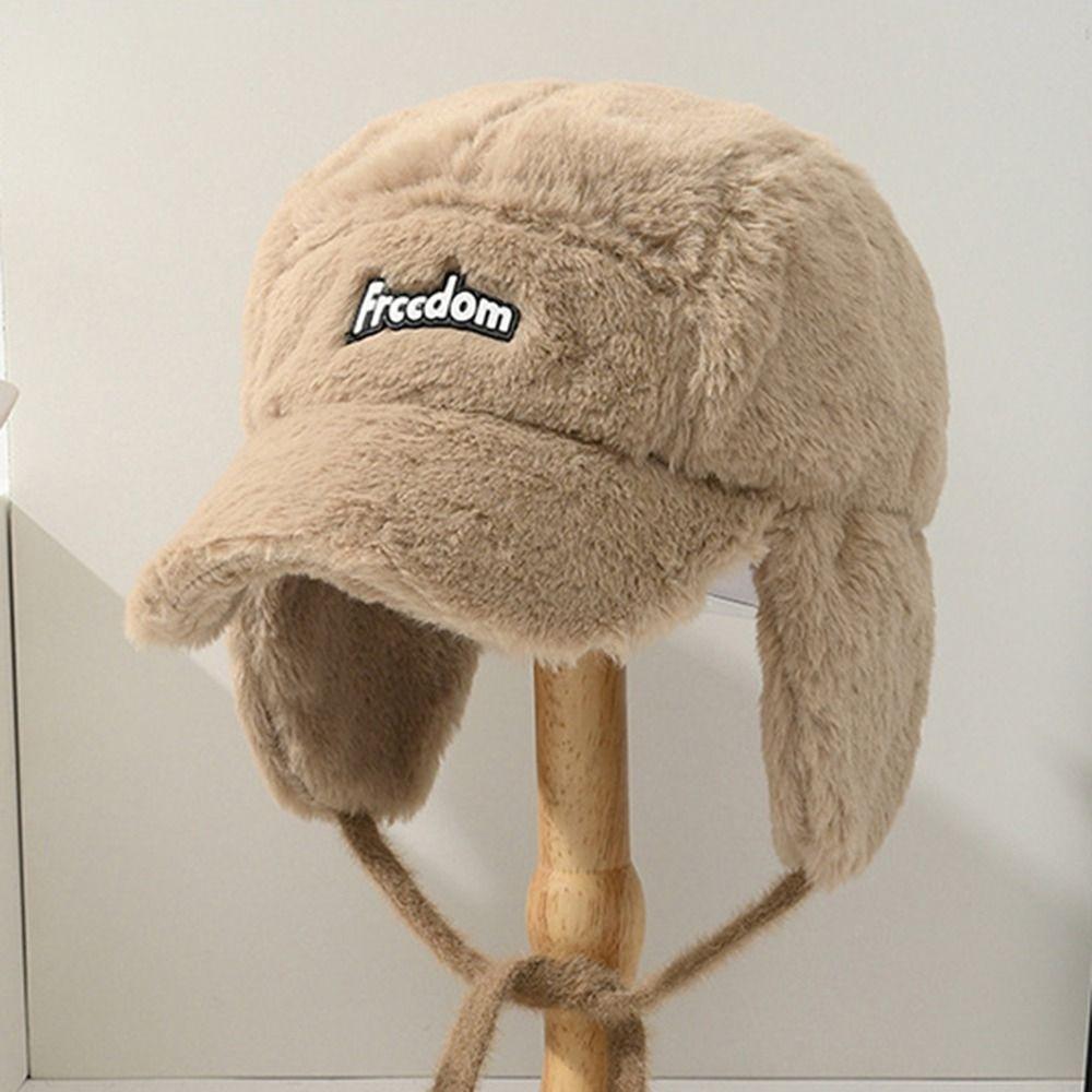 Windproof Warm Plush Hat Ear-Protection Plush Baseball Cap Fashion Bonnet Caps Women Girls