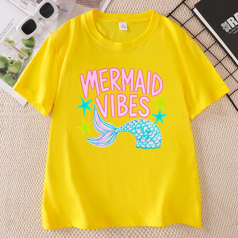 Mermaid Vibes Summer Beach Tshirt Unisex Ladies Fashion Trend Tshirt Cotton Short Sleeve Y2k Clothing Tees Crewneck Graphic