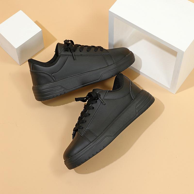 Lace-up White Shoes Casual Sneakers for Women PU Leather Walking Shoes Breathable Daily Flats Men Casual Sports Shoes Waterproof