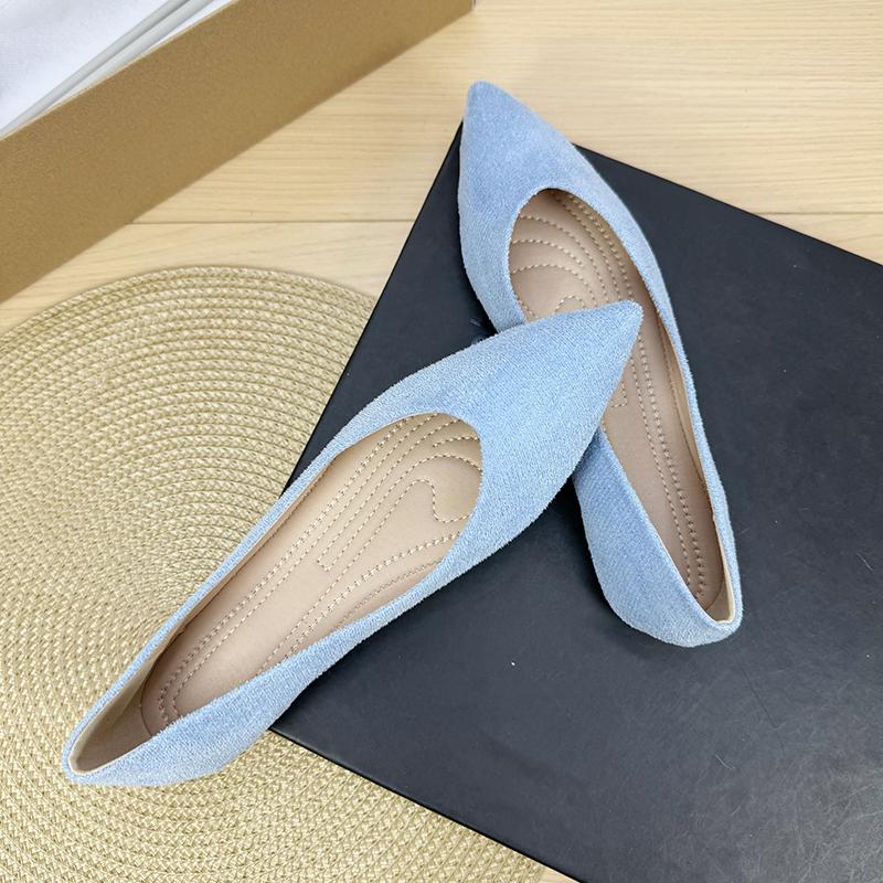 Fashion Flat Shoes for Women 2025 Spring and Autumn New Style Suede Pointed Shallow Mouth Soft Sole Large Size Women's Shoes