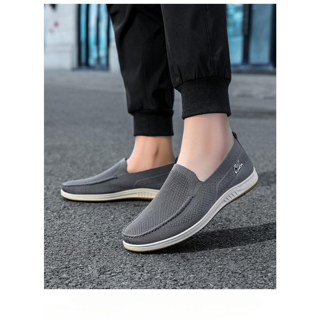 Pánská ležérní obuv, Fly Woven Vydutá Prodyšná Síťovaná Obuv Bez Zápachu, Boty na Jednu Nohu Látkové Boty