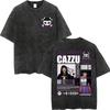 Vintage Washed Cazzu Latinaje Tour  Merch Tshirts Men Women Fashion Aesthetic Tshirt Summer Casual Loose Cotton T Shirts