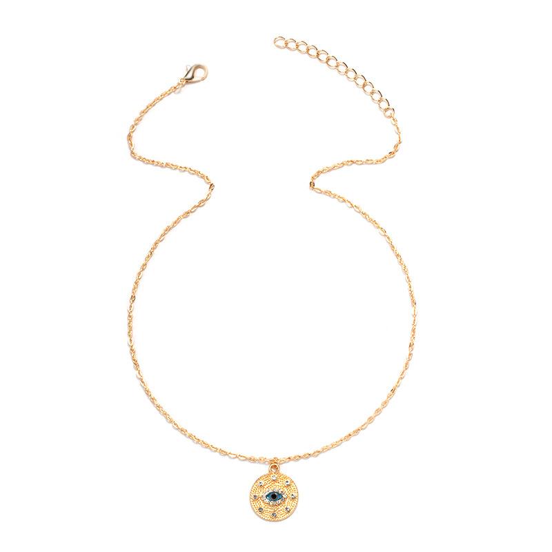 Single diamond necklace European and American high-end jewelry women's fashion gold-plated devil's eye punk style collarbone chain