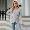 GMXIA Women's Fashion Casual Solid Color Print Autumn Winter Long Sleeve O-Neck Loose Sweaters