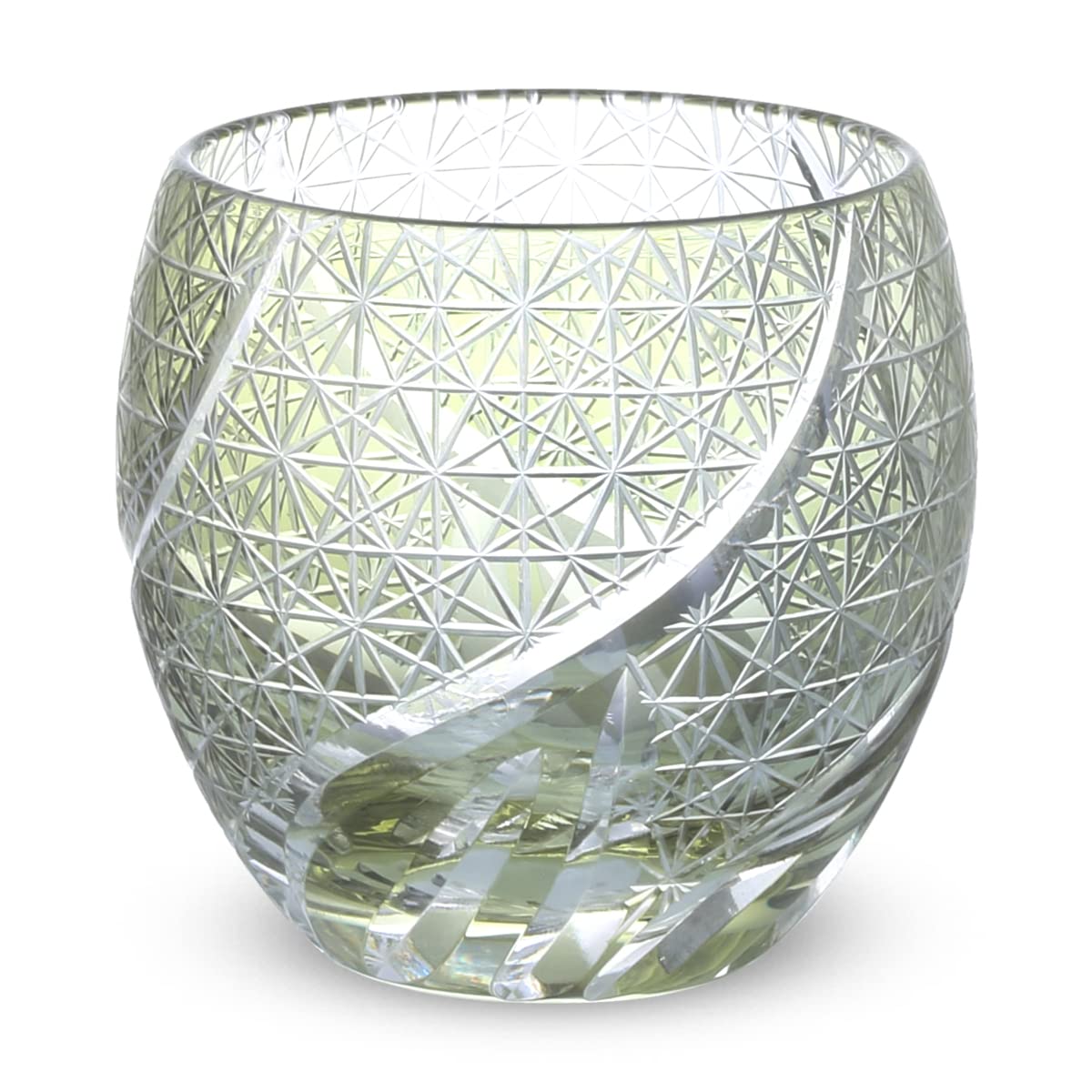 

Ностальгический стакан из стекла кирико для x Ranbori Komon, современная модель J-kitchens, яйцевидный для саке, 5,5 5,9 см, 100 мл, (Маленький узор), Зеленый,