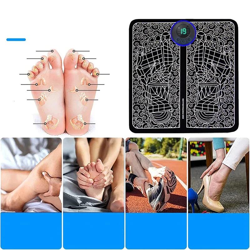 1Set Foot Massger Sole Massage Pad Feet Muscle Stimulation 8 Modes 19 Level Relaxation USB Charging