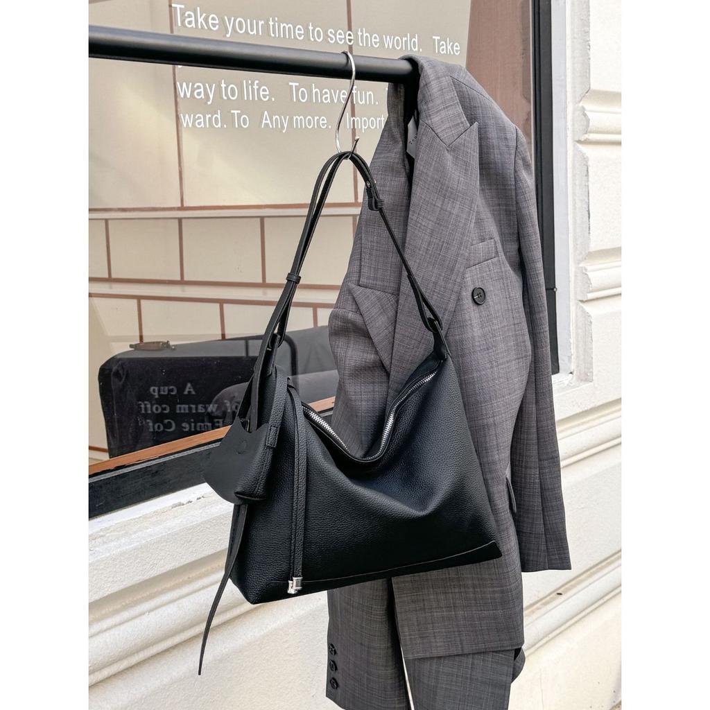 Geantă de umăr crossbody simplă și la modă din piele de vacă pentru femei, capacitate mare, geantă scoică, geantă din piele moale