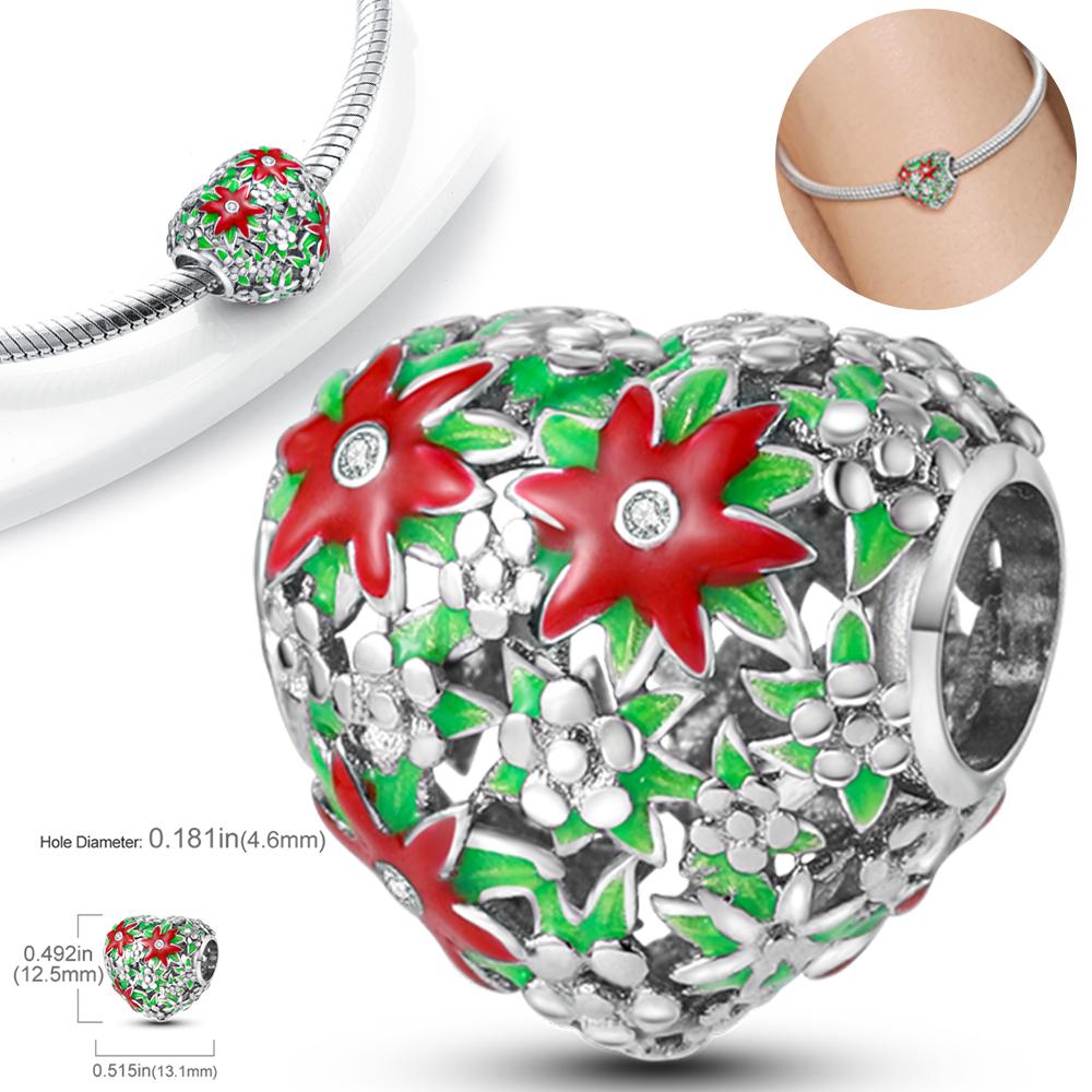 

Original Charms Copper Red And Green Flower Heart Beads Fit Charms Plata Bracelets For Women Jewelry Making Fine Gifts