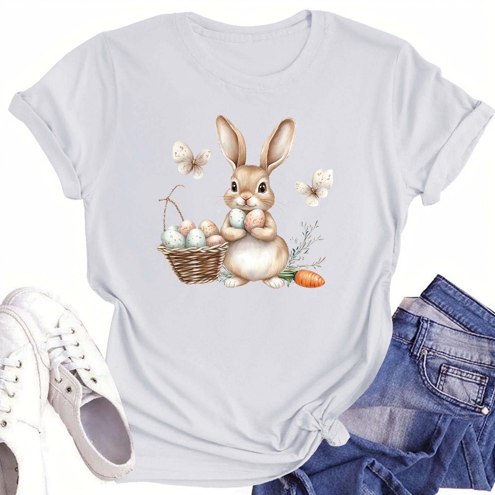 

Женская повседневная футболка с круглым вырезом и короткими рукавами с принтом M белый