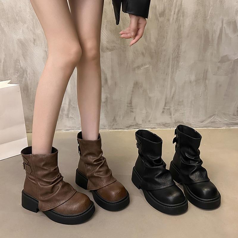 Retro Chunk-heeled Thick-soled Boots, New Style Boots, Casual and Versatile Ankle Boots, Women's Shoes
