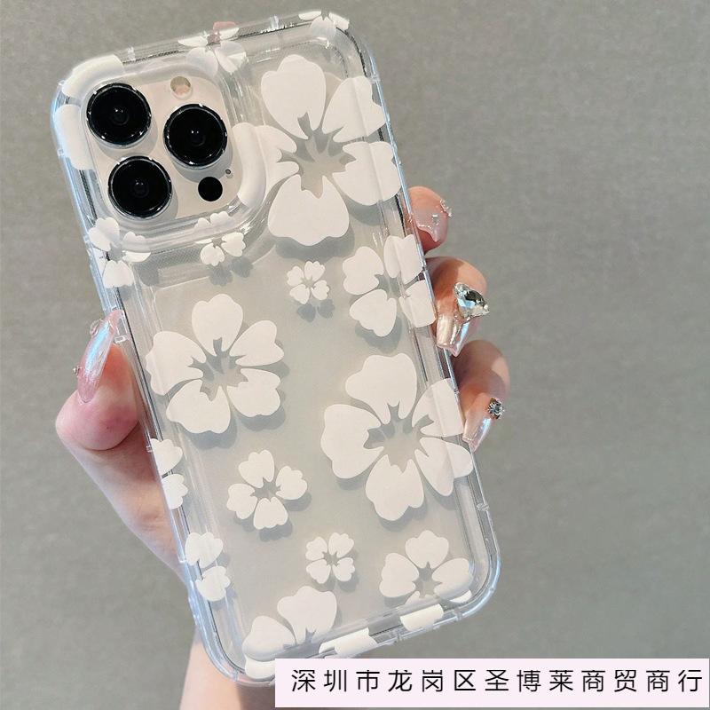 Retro Big Flower iPhone15promax Phone Case Apple 14 Transparent 13/12 Airbag Anti-drop 11 Soft Xsm