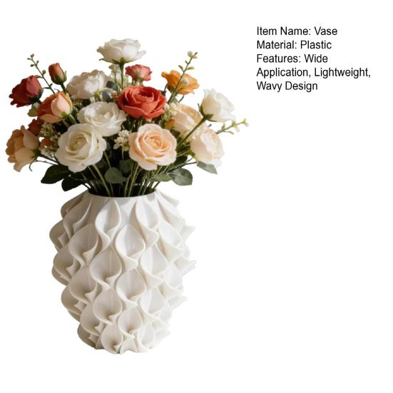 3D Printed Wavy Vase Modern Boho Vase Table Centerpiece Vase for Dried Artificial Flowers Home Room Wedding Decor