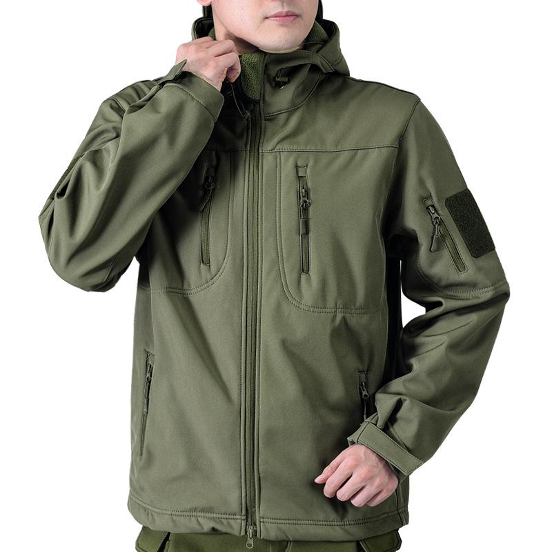 Army Green Soft Shell Jackets Men Tactical Windproof Jacket Men Army Combat Jackets Mens Hooded Bomber Coats