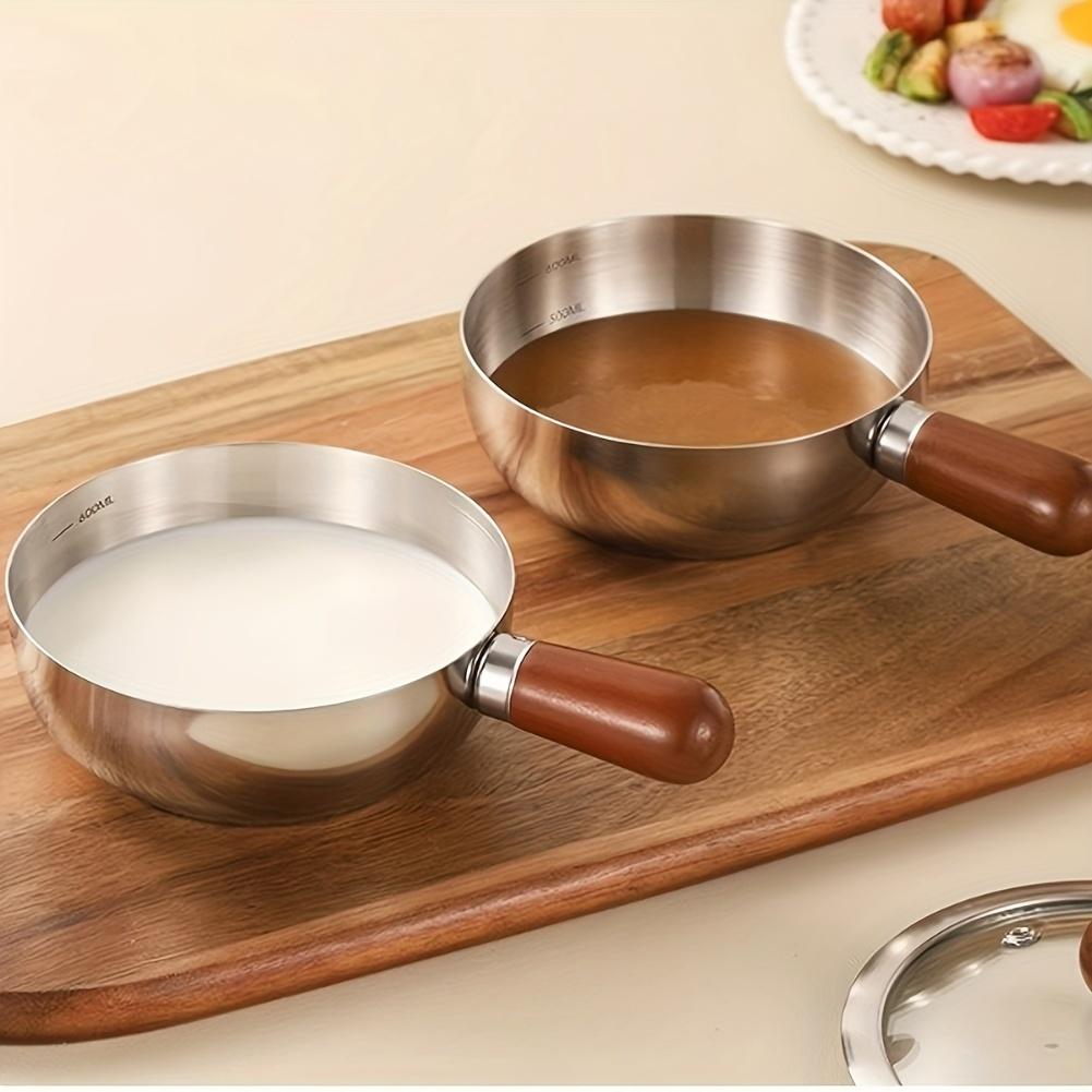 Multifunction Use Stainless Steel Pan Wooden Handle Pan