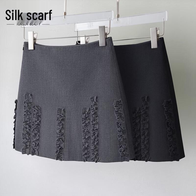 Women s Wool-Blend A-Line Ruffle Skirt S