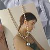Sweet Simple Pearl Chain Fashion Collarbone Chain Neck Chain Female, Silver Gold Double Pendant Necklace
