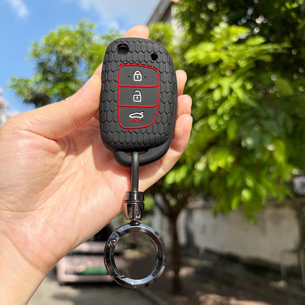 Keychain Protection For Hyundai Tucson Ioniq Creta Kona Solaris Elantra I10 I20 Santa Fe Silicone Car Remote Fold Key Cover Fob