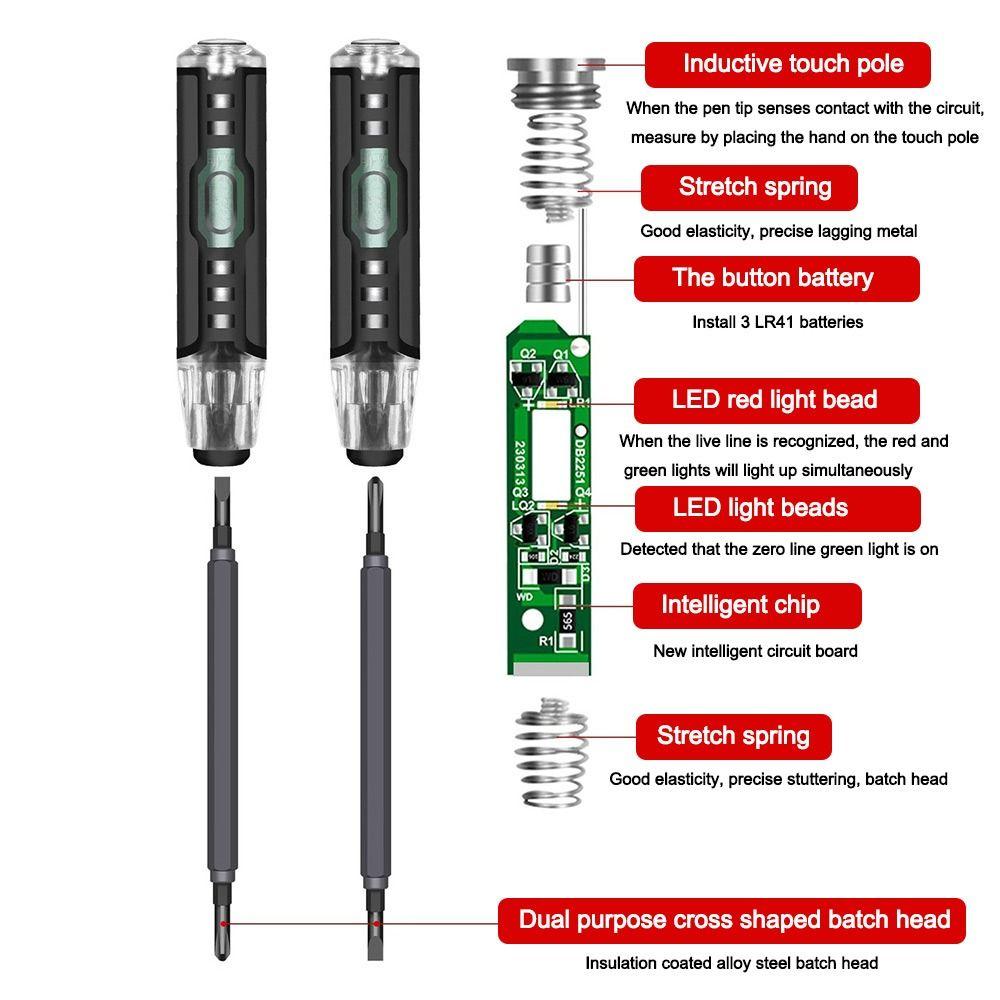 High Brightness Electricity Tester Pen Multifunctional Electricity Tester Screwdriver