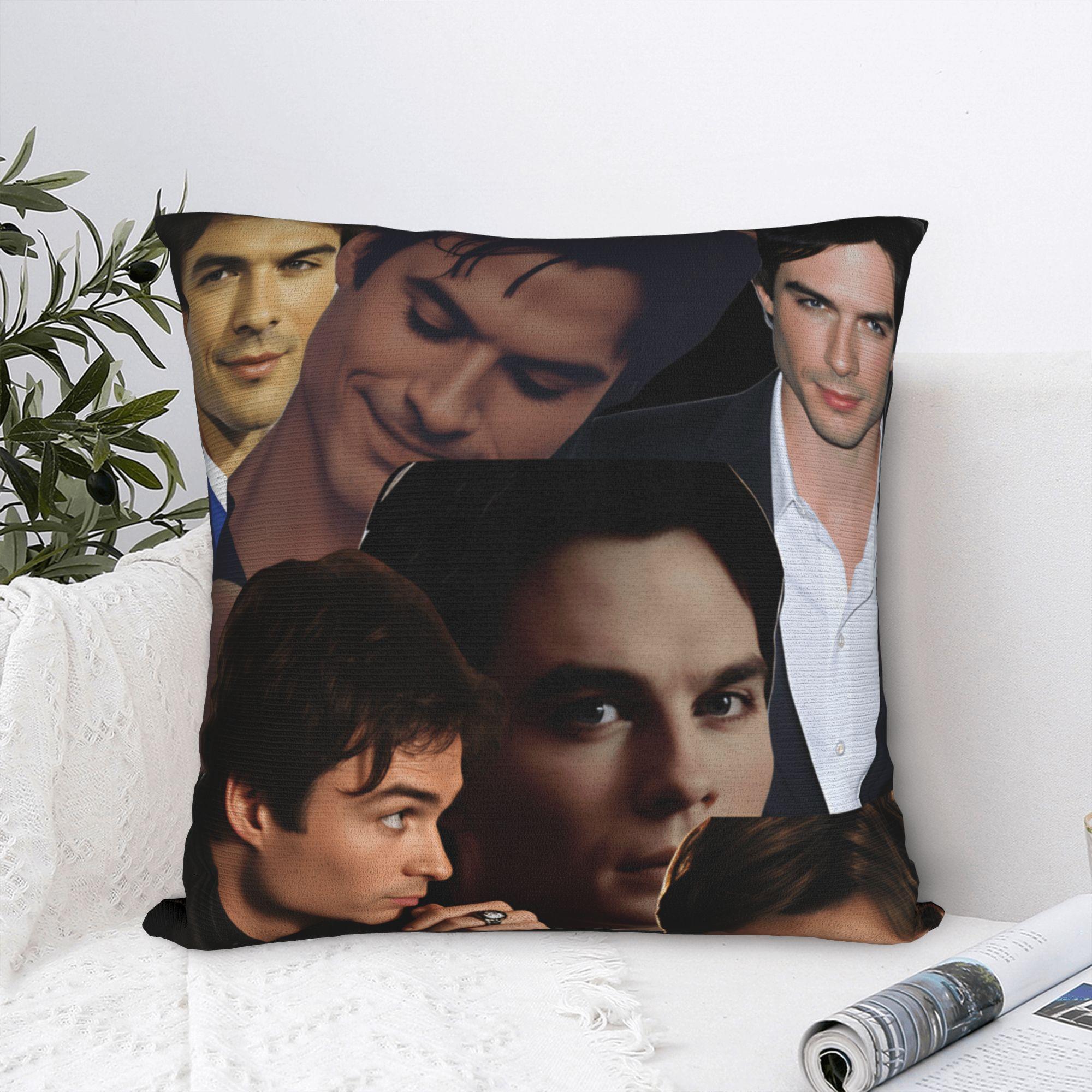 Annier Unisex Pillow Cover Damon Salvatore Morden Pillow Case For Sofa Home Decoration Pillowcases