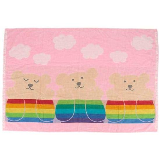 Rainbow Bear Large Bath Towel Days 3 Towel Blanket Imabari Towel (Pink)