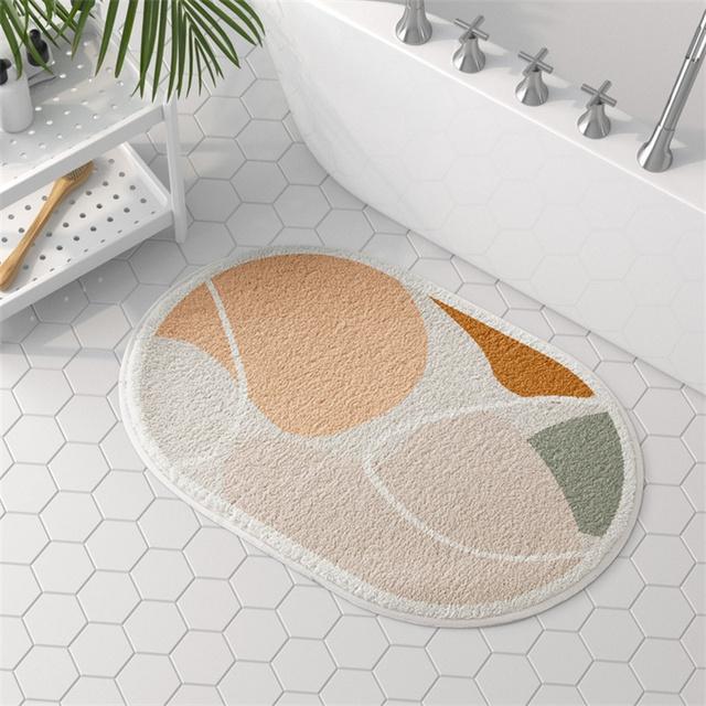 Abstract Art Bathroom Carpet Semicircle Bath Mats Living Room Floor Mat Non -Slip Entrance Shower Rug Toilet Pet Rugs Doormat