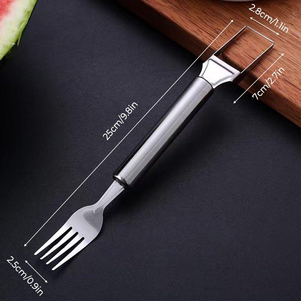 2-in-1 Watermelon Cutter Dual Head Professional Slicing Watermelon Fork Slicer Stainless Steel Fruit Forks Slicer
