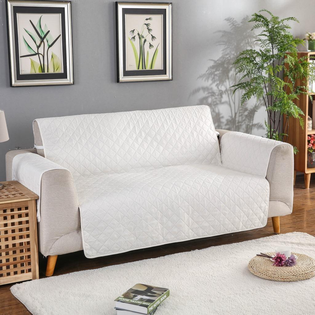 1pc Sofa Cushion Cover, Quilted Sofa Cover, Fabric All Season Universal Quilted Sofa Cushion 55*196cm грязно-белый