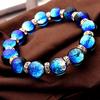 [GOLD STONE] Glowing Firefly Glass Bracelet, Yonaguni Blue, 12mm, Sparkling Okinawa Power Stone, Inner Circumference: Approx. 19.5cm