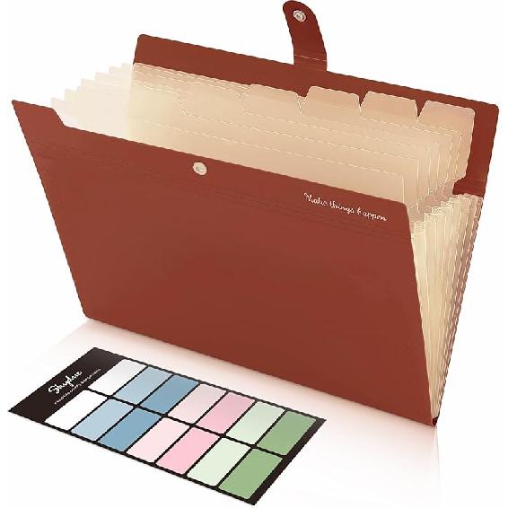 SKYDUE Expanding File Organizer with 8 Pockets, Accordion File Folders with Labels, Portable Document Paper Bill Receipt Organizer, Home College