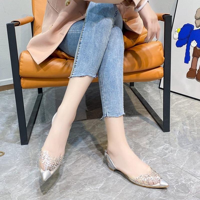 Fashion Hot Selling 2025 New Crystal Rivets Transparent Sandals Women Pointed Toe Summer Wedding Shoes Woman Gladiator Sandalias Mujer