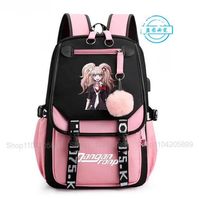 Zaino Danganronpa Anime Mochila Cartella Scolastica Studente Porta USB Borse da Viaggio Laptop Messenger Bag Grande Casual Regalo