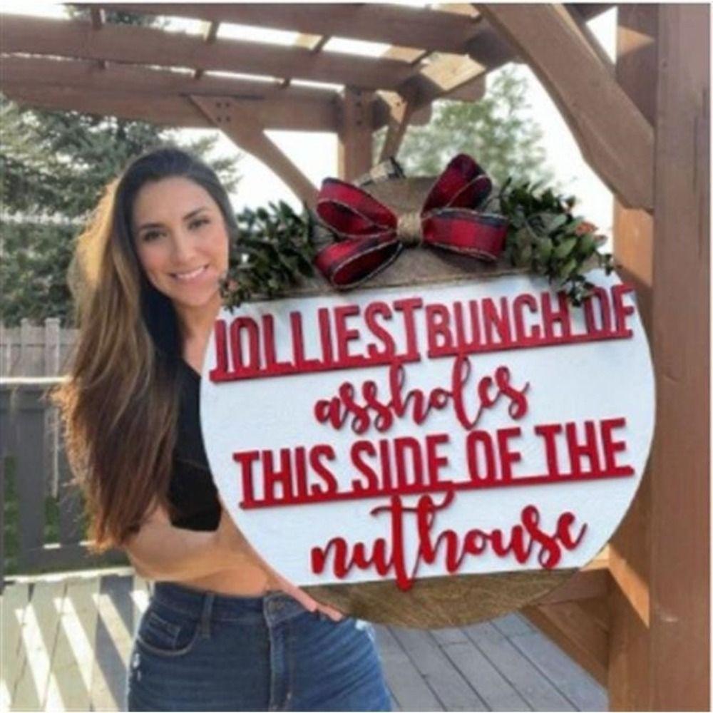 

Wooden Christmas Vacation Door Hanger Round Christmas Theme Door Tag Cute Home