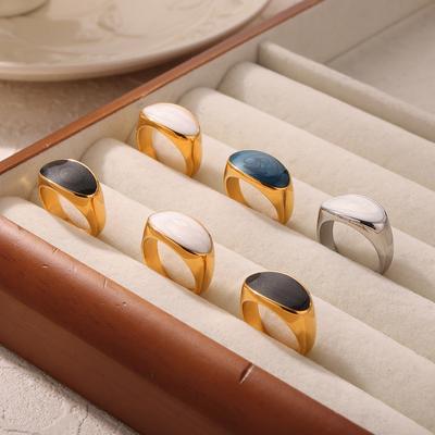 Hong Kong Style Personality Temperament Jewelry Weight Color Glaze Design Sense Titanium Steel Ring Geometric Simple Glossy Index Finger Ring