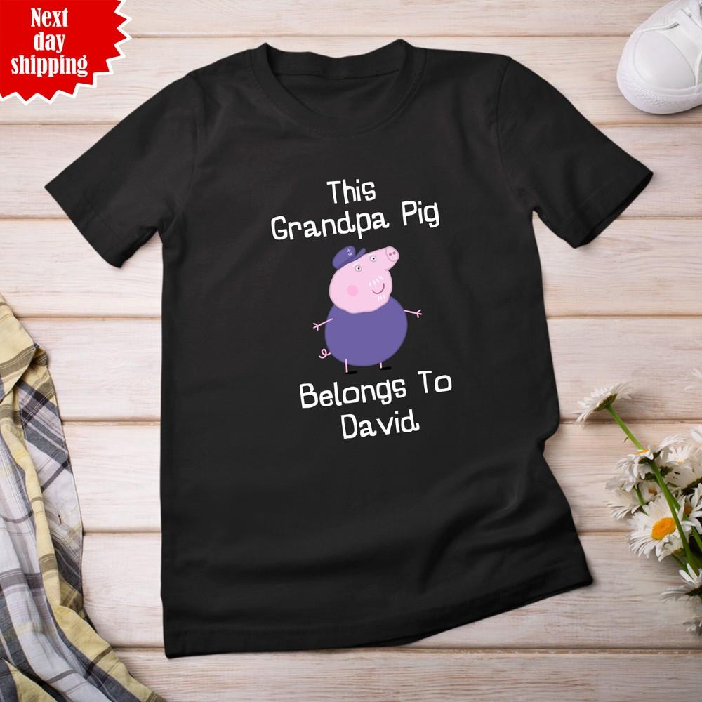 

Personalised Grandpa Pig T Shirt Printed Short Sleeve Birthday Gift Mens Tee Top 3XL