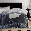 Horse Chain Knitted Blanket Brown Bedspread Modern Orange Decorative For Sofa Throw Warm Living Room Bedding Home Decorations