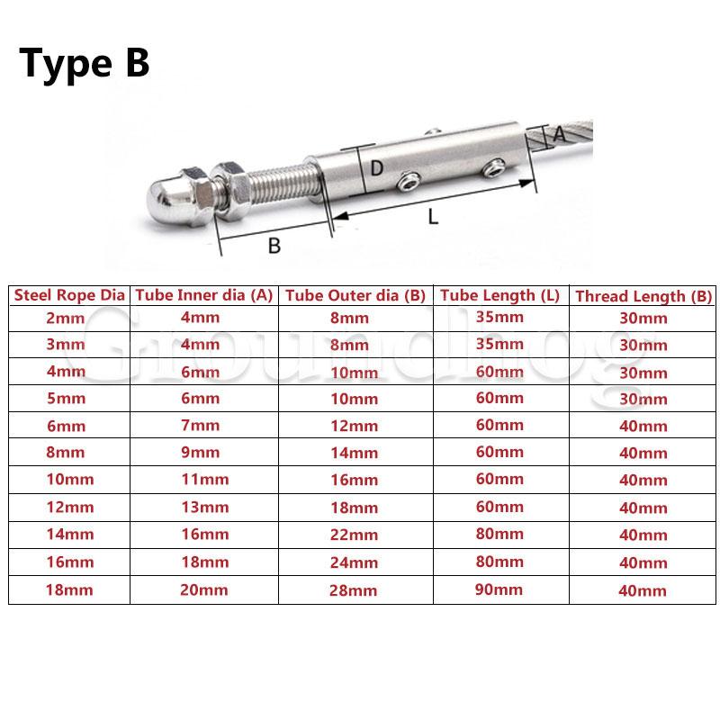 

Нержавеющая сталь 304, резьба для перил, обжимной трос, натяжитель троса, концевой зажим приемника, крестообразный зажим, такелажное оборудование TYPE B 6MM
