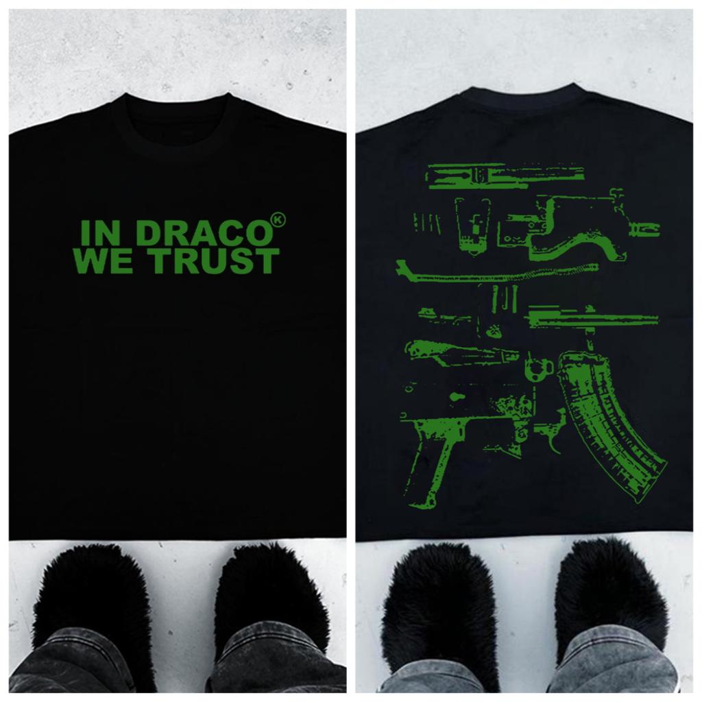 2026 Vintage In Draco We Trust Print Graphics Cotton Casual Tshirt Unisex Y2k Short Sleeves Oversize Streetwear Wounisex Tee Tops