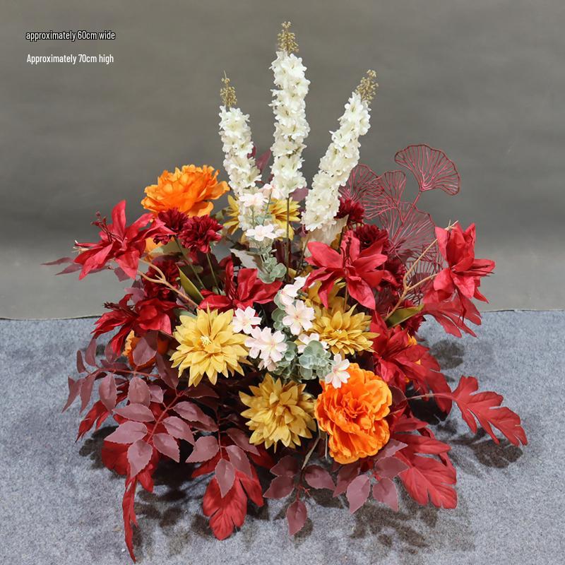 Красная Цветочная Искусственная Декорация Свадебной Часовни, Прохода и Углов в Китайском Стиле