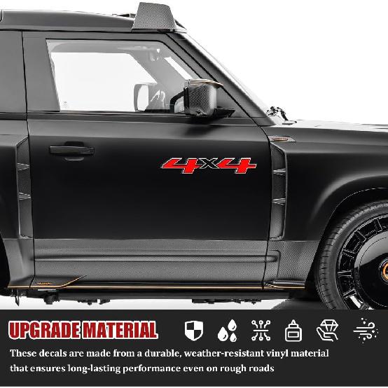 2PCS 4x4 Decals for Trucks, Car Stickers, Premium Series 4x4 Bedside Off Road Replacement Decals, Auto Exterior Decoration Accessories for 2014-2018