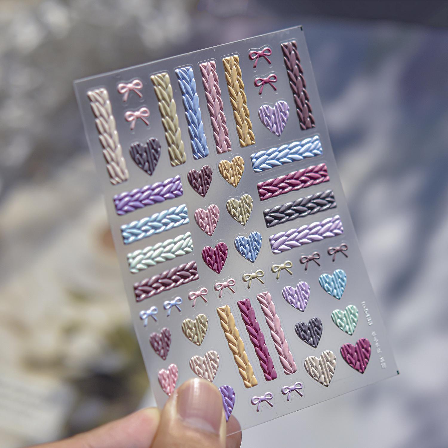 Tomoni Exquisite Winter Embossed Nail Art Stickers - Cute Sweater Ornament Design